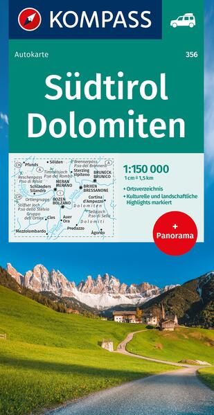 KOMPASS Autokarte Südtirol Dolomiten 1:150.000