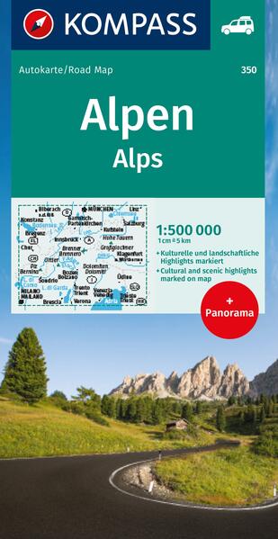 KOMPASS Autokarte Alpen Alps Alpi Alpes 1:500.000