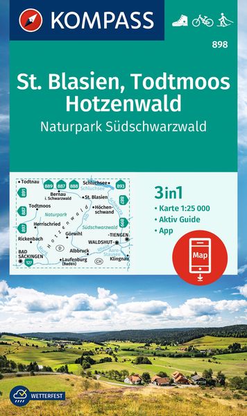 KOMPASS Wanderkarte 898 St. Blasien Todtmoos Hotzenwald Naturpark Südschwarzwald 1:25.000