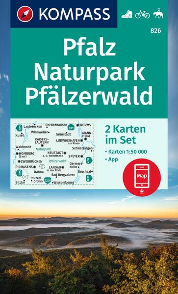 KOMPASS Wanderkarten-Set 826 Pfalz Naturpark Pfälzerwald (2 Karten) 1:50.000