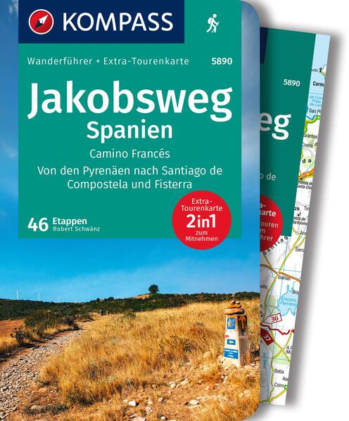 KOMPASS Wanderführer Jakobsweg Spanien Camino Francés. Von den Pyrenäen nach Santiago de Compostela und Fisterra 60 Etappen mit Extra-Tourenkarte