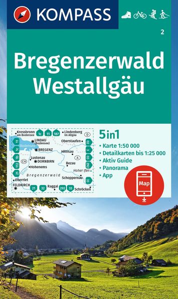 Kompass Karten GmbH Kompass Wanderkarte 2 Bregenzerwald Westallgäu 1, 50.000