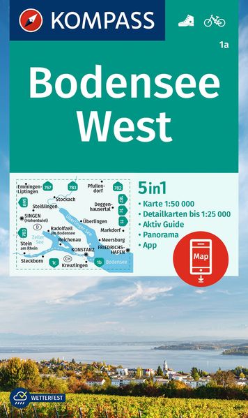 KOMPASS Wanderkarte 1a Bodensee West 1:50.000