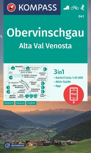 KOMPASS Wanderkarte 041 Obervinschgau / Alta Val Venosta 1:25.000