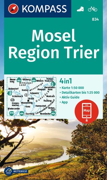 Kompass Karten GmbH Kompass Wanderkarte 834 Mosel Region Trier 1, 50.000