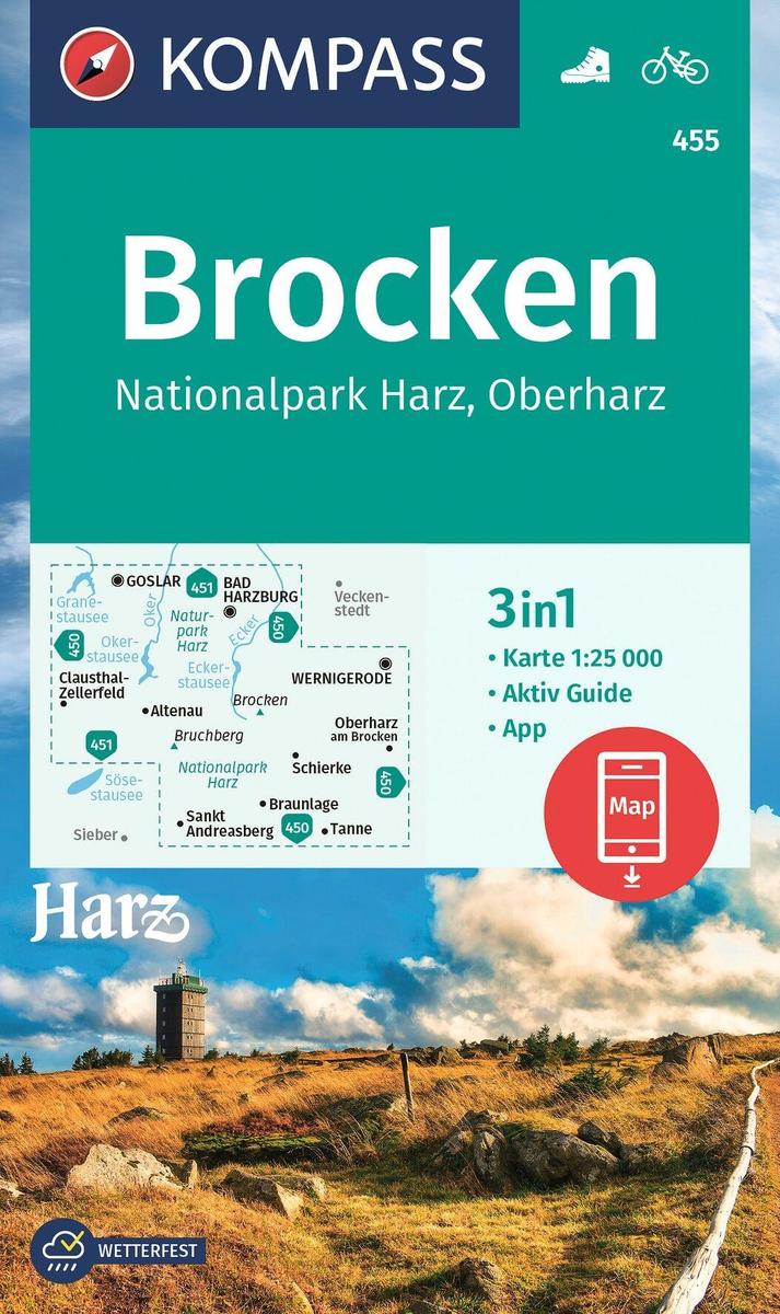 KOMPASS Wanderkarte 455 Brocken Nationalpark Harz Oberharz 1:25.000