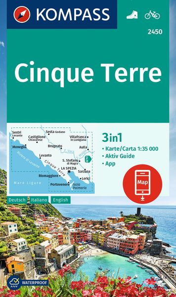 Kompass Karten GmbH Kompass Wanderkarte 2450 Cinque Terre 1, 35.000