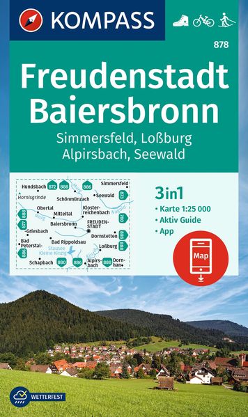 KOMPASS Wanderkarte 878 Freudenstadt Baiersbronn Simmersfeld Loßburg Alpirsbach 1:25.000