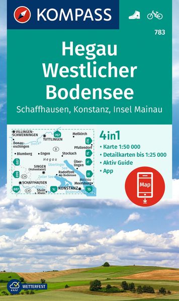 KOMPASS Wanderkarte 783 Hegau Westlicher Bodensee Schaffhausen Konstanz Insel Mainau 1:50.000