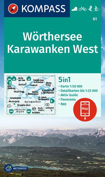 Kompass Karten GmbH Kompass Wanderkarte 61 Wörthersee Karawanken West 1, 50.000