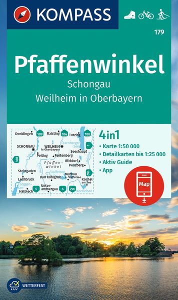 KOMPASS Wanderkarte 179 Pfaffenwinkel Schongau Weilheim i. OB 1:50.000