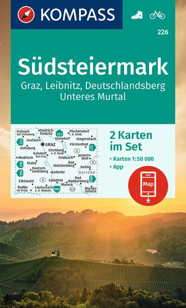 KOMPASS Wanderkarten-Set 226 Südsteiermark Graz Leibnitz Deutschlandsberg Unteres Murtal (2 Karten) 1:50.000