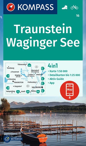 KOMPASS Wanderkarte 16 Traunstein Waginger See 1:50.000