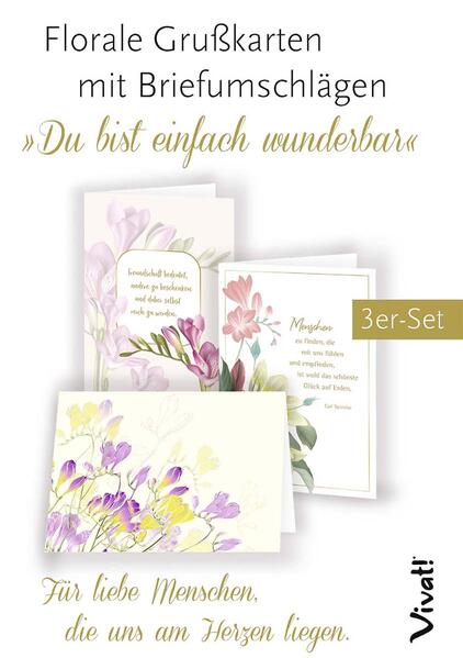 3er-Set Grußkarten "Du bist einfach wunderbar"
