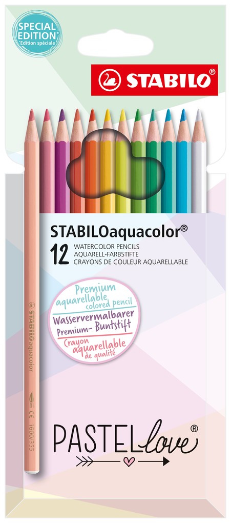 STABILO Aquarell-Buntstift aquacolor Pastellove, 12er Etui