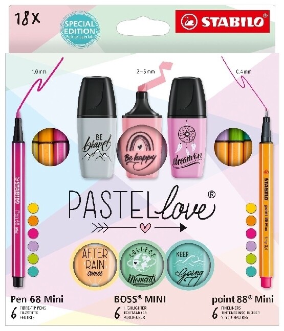 Stabilo Pastellove 6x Pen 68 Mini + 6x BOSS Mini + 6x point 88 Mini 18er Set