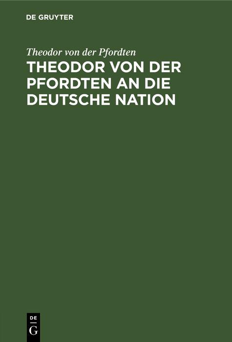 Theodor von der Pfordten an die Deutsche Nation