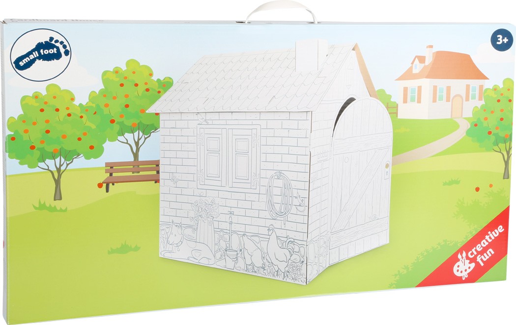 Small foot 10015 - Spielhaus Häuschen aus Bastelkarton zum Bemalen Pappe Höhe 88cm creative&fun