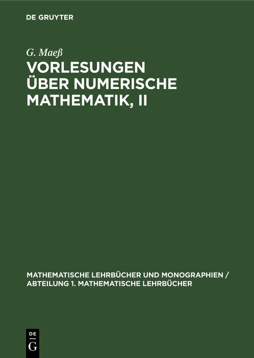 Vorlesungen über numerische Mathematik II