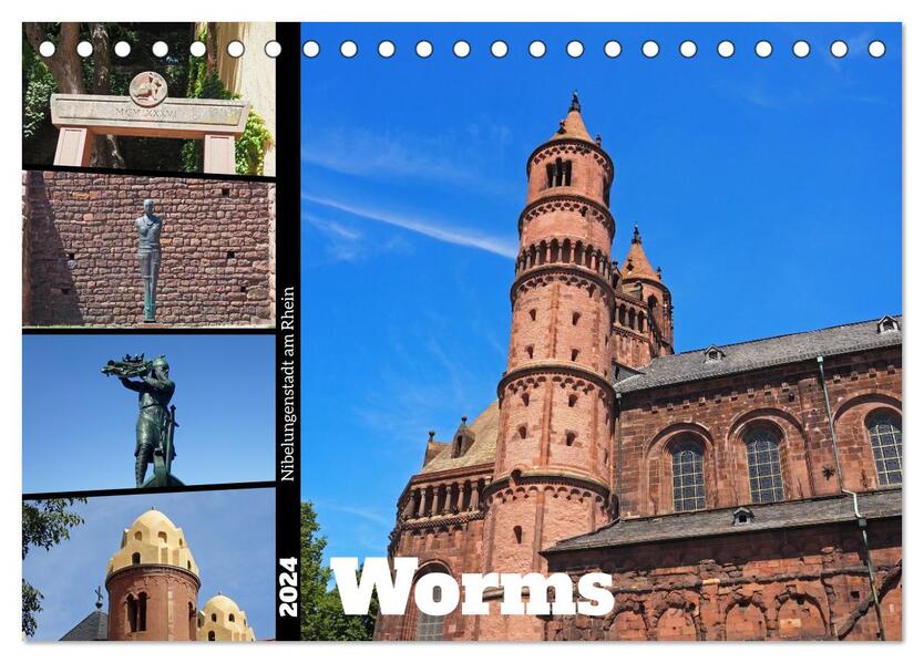 Worms-Nibelungenstadt am Rhein (Tischkalender 2024 DIN A5 quer) CALVENDO Monatskalender