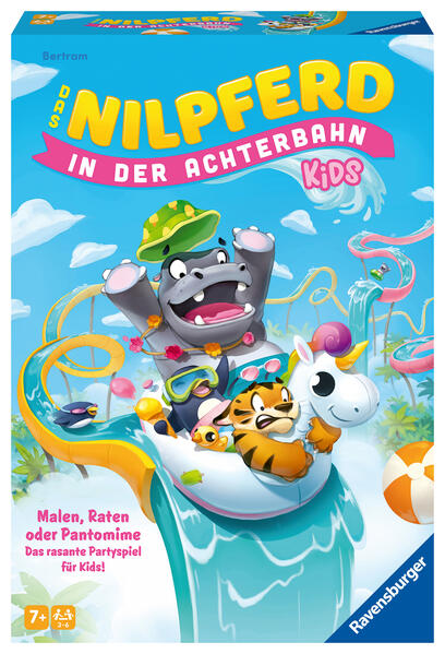 Ravensburger 22361 - Das Nilpferd in der Achterbahn Kids - Gesellschaftsspiel für Kinder und Familien ab 7 Jahren für 3-6 Spieler - Partyspiel
