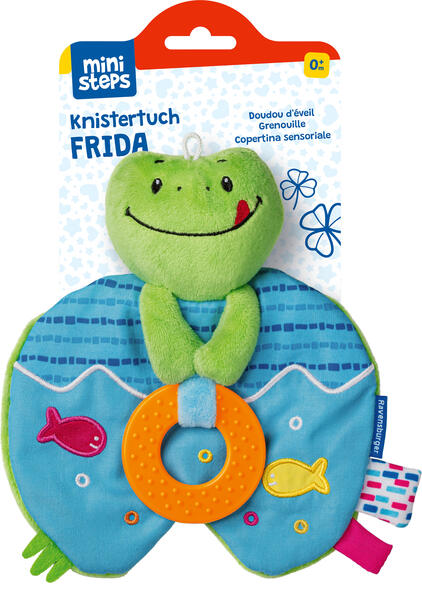 Ravensburger ministeps 4574 Knistertuch Frida Schmusetuch mit Beißring und Knister-Geräusch Baby Spielzeug ab 0 Monate