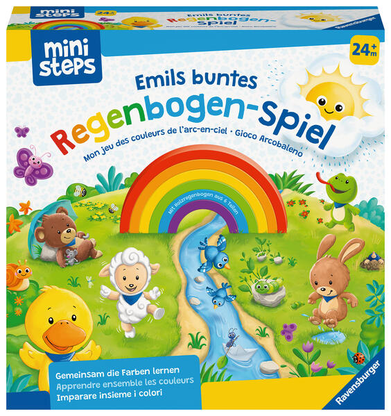 Ravensburger ministeps 4582 Emils buntes Regenbogen-Spiel erstes Spiel zum Farbenlernen Spielzeug ab 2 Jahren