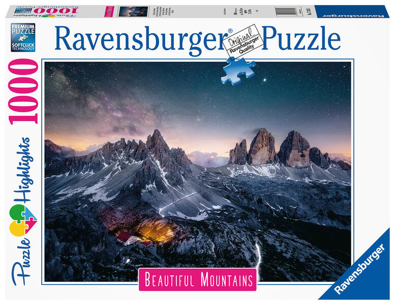 Ravensburger Puzzle - Drei Zinnen Dolomiten - 1000 Teile Puzzle Beautiful Mountains Collection für Erwachsene und Kinder ab 14 Jahren