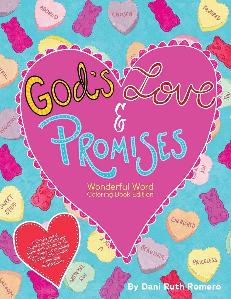 God's Love & Promises - Single-sided Inspirational Coloring Book with Scripture for Kids Teens and Adults 40+ Unique Colorable Illustrations