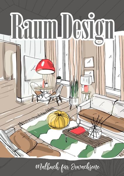 Interior Coloring Book for Adults Interior  Coloring Book | Living Spaces | furniture Coloring home  | A4