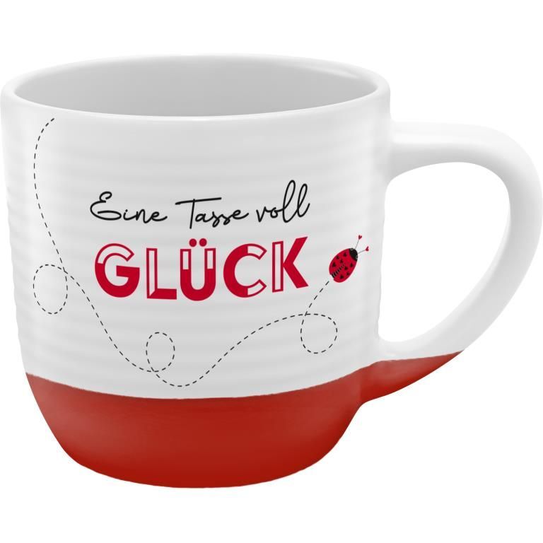 Tasse Rillen Motiv 'Glück'