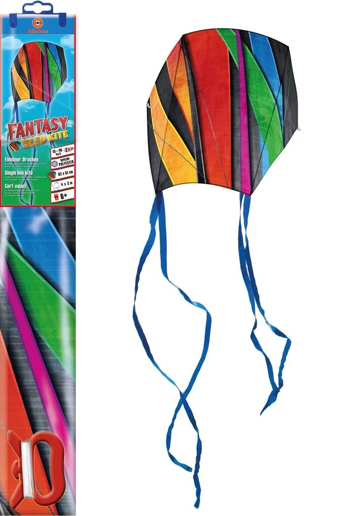 Paul Günther 1251 - Fantasy Sled Kite Einliner-Drachen aus Ripstop-Polyester 82x61cm