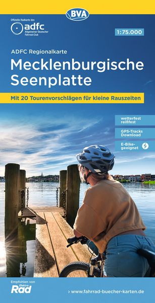 ADFC-Regionalkarte Mecklenburgische Seenplatte 1:75.000 reiß- und wetterfest mit kostenlosem GPS-Download der Touren via BVA-website oder Karten-App
