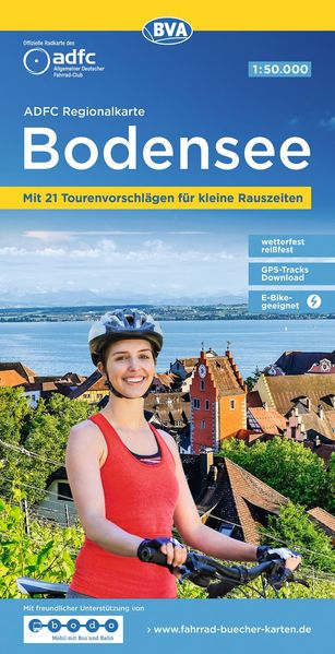 ADFC-Regionalkarte Bodensee 1:50.000 reiß- und wetterfest mit kostenlosem GPS-Download der Touren via BVA-website oder Karten-App