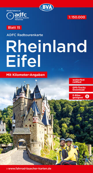 ADFC-Radtourenkarte 15 Rheinland /Eifel 1:150.000 reiß- und wetterfest E-Bike geeignet GPS-Tracks Download mit Bett+Bike Symbolen mit Kilometer-Angaben