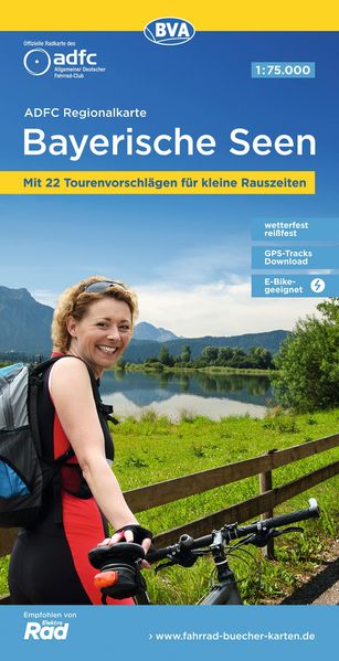 ADFC-Regionalkarte Bayerische Seen 1:75.000 reiß- und wetterfest mit kostenlosem GPS-Download der Touren via BVA-website oder Karten-App