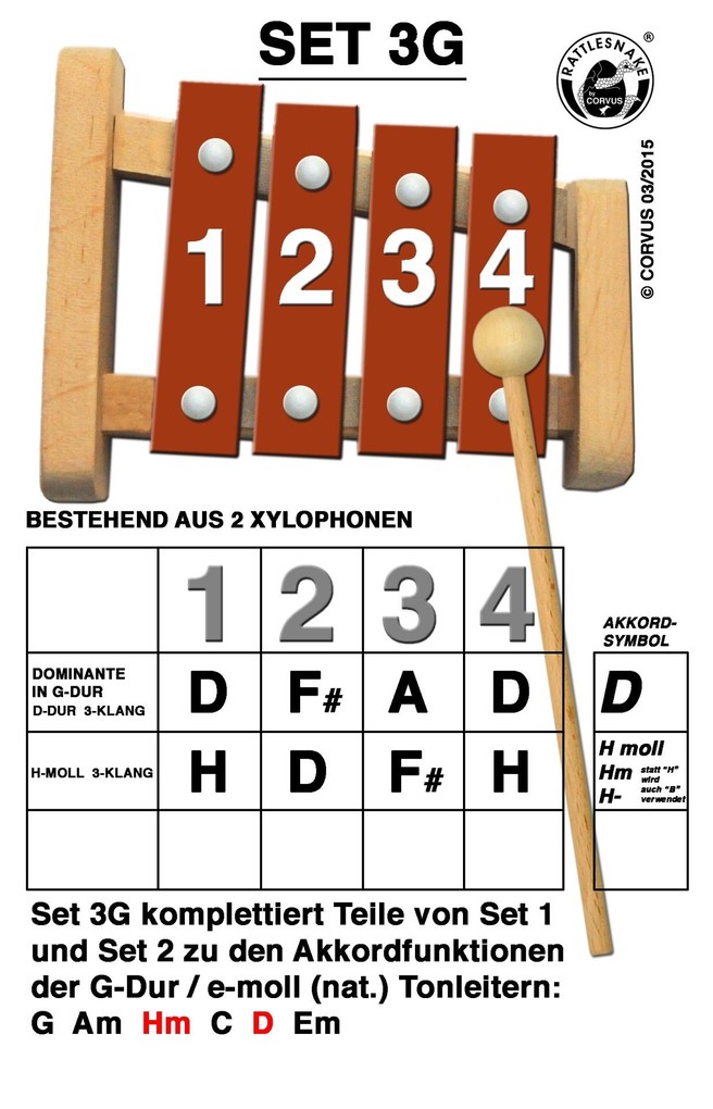 Corvus A600284 - Rattlesnake Akkord-Glockenspiel Set 3G Xylophon