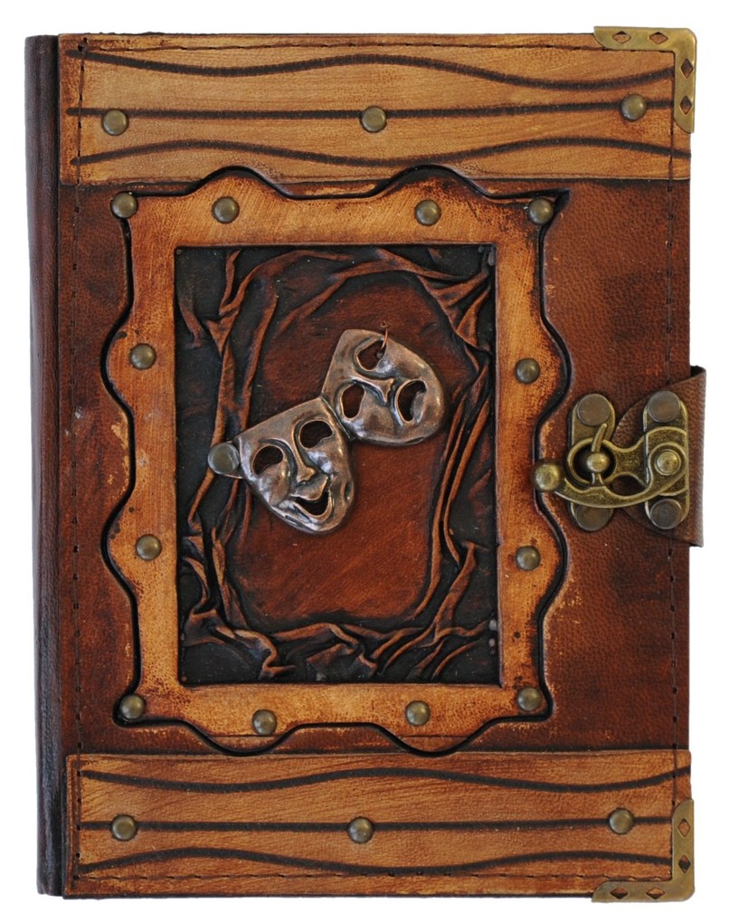 Corvus A170334 - Notizbuch mit Ledereinband und Metallverschluss Motiv Theater Blankopapier Maße: ca.14x19cm