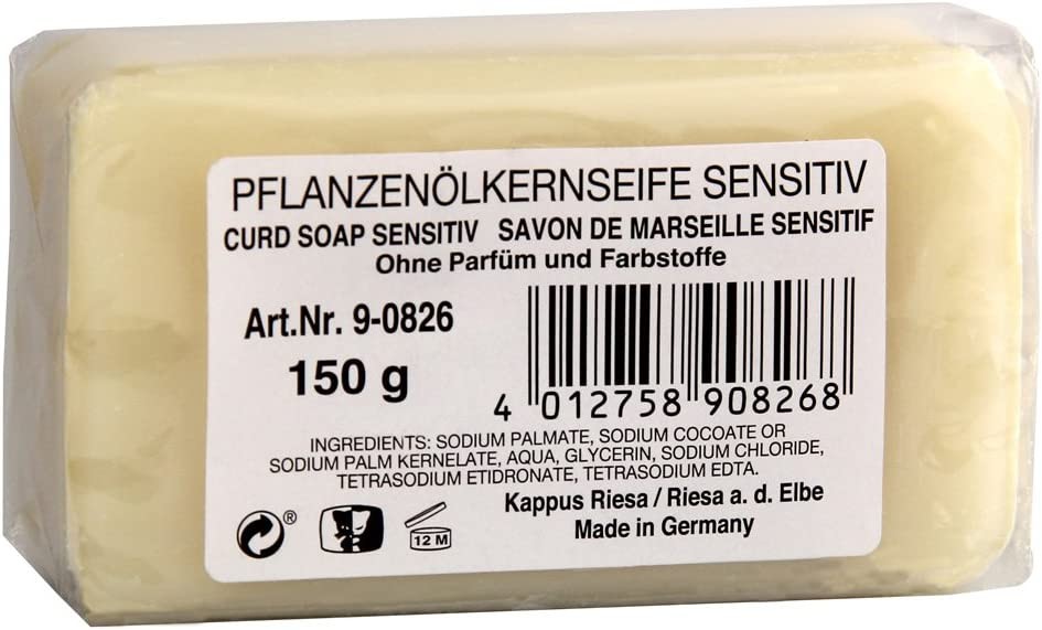 Corvus A600392 - Kappus Riesa Pflanzenöl-Kernseife Sensitiv (ohne Parfüm und Farbstoffe) 150 g