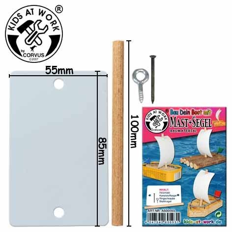 Corvus A600593 - Kids-at-Work Mast+Segel 1x Zubehör-Set zum Bau eines Bootes