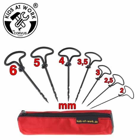 Corvus A600369 - Kids-at-Work Holzbohrer-Set 7 Stück mit Tasche Profiqualität