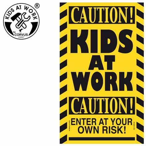 Corvus A750414 - Kids-at-Work Schild 'Caution! Kids at Work' Baustellen-Schild XXL-Format Kunststoff 41x245cm