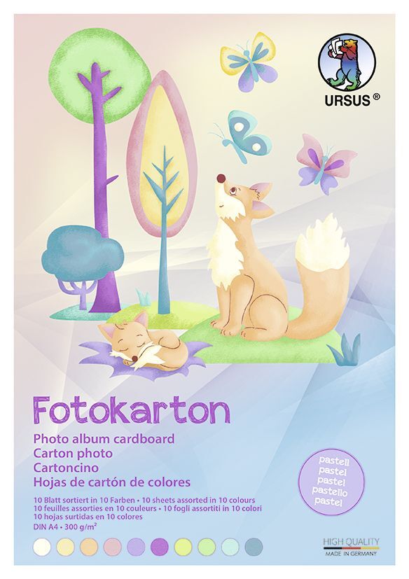 URSUS Basispapiere Fotokarton-Block Pastell DIN A4 300 g/m² Format DIN A4 10 Blatt sortiert