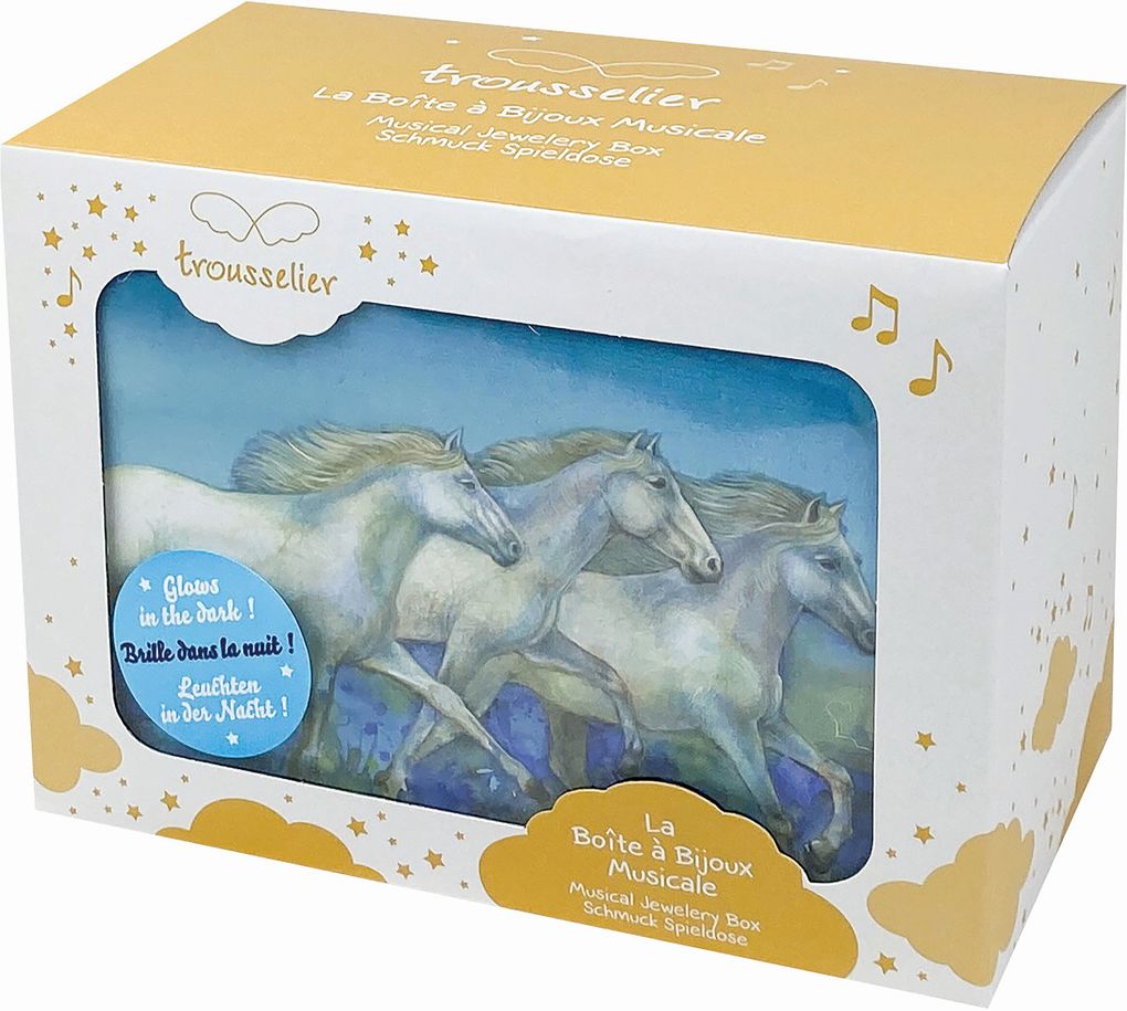 Trousselier - Schmuckschatulle mit Musik Pferd Camargue nachtleuchtend