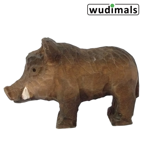 Wudimals A040717 - Wildschwein Wild Boar handgeschnitzt aus Holz
