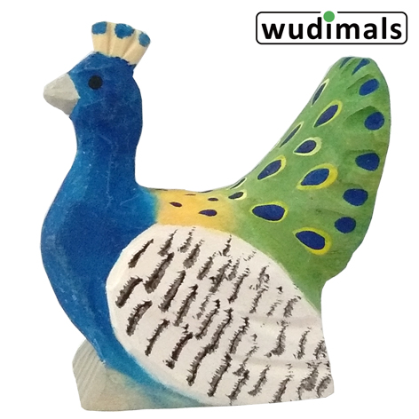Wudimals A041009 - Pfau Peacock handgeschnitzt aus Holz
