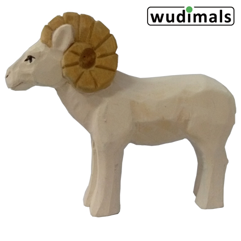 Wudimals A040636 - Widder Ram handgeschnitzt aus Holz