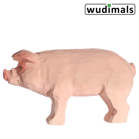 Wudimals A040604 - Schwein Pig handgeschnitzt aus Holz