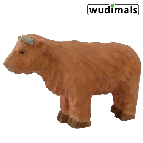 Wudimals A040609 - Hochlandkuh Highland Cow handgeschnitzt aus Holz