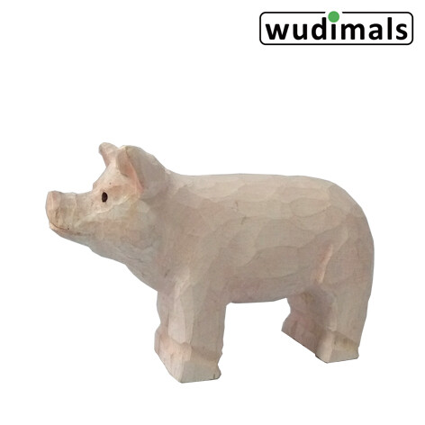 Wudimals A040611 - Ferkel Piglet handgeschnitzt aus Holz